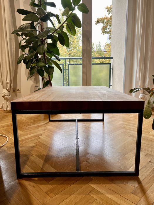 Stolik kawowy stół ława dębowy stalowy loftowy