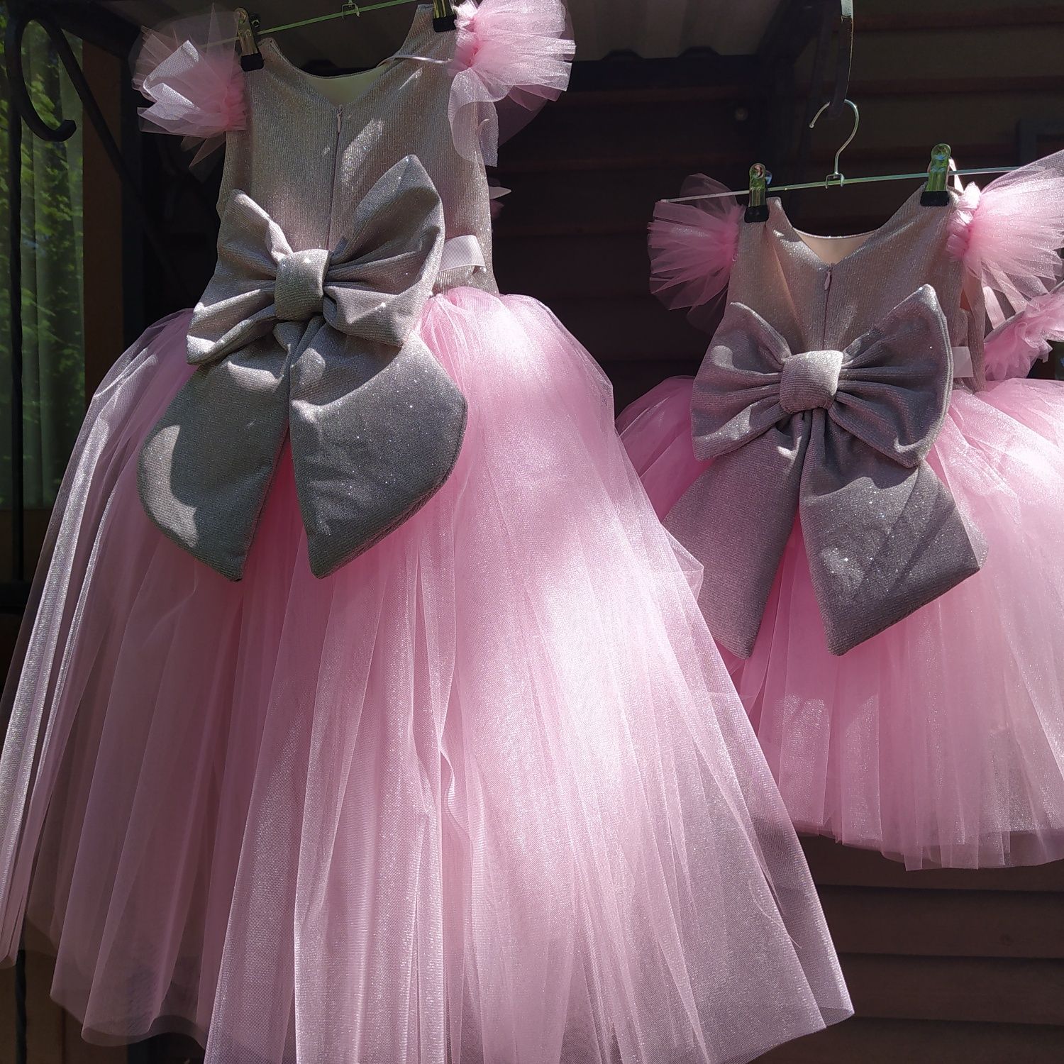 Плаття на випуск із садочка дитяче нарядне фатинове рожеве 6 -7  років