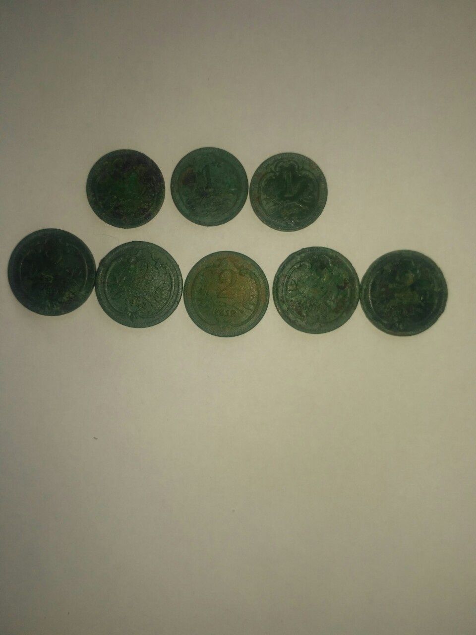 Монети 1 геллер 1901 і  2 геллера 1900 р.р. 10 райспфеннигов 1940 р.