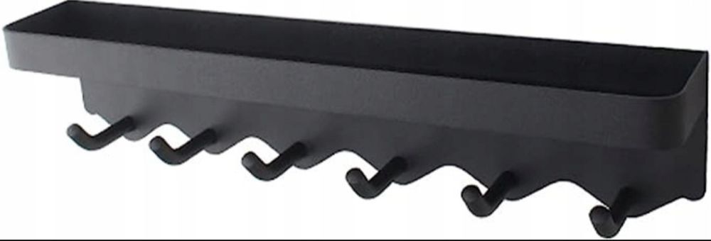 Wieszak czarny z haczykami 25,4 x 6,3 x 4,9 cm