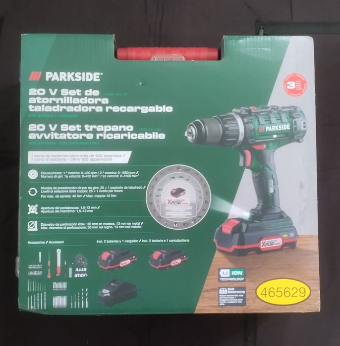 Conjunto mala aparafusadora a bateria Parkside 20v