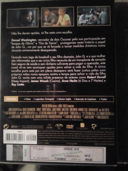 John Q DVD novo sem etiqueta