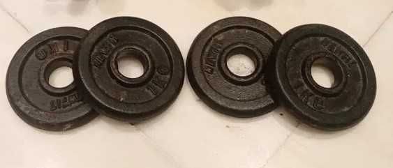 Pesos, discos de musculação usados de 1kg/2Kg Marca Domyos