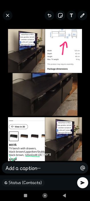 Rack tv IKea 120x42x48 medidas na foto