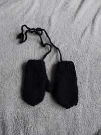 Rękawiczki wełniane, wełna 1-2latka czarne
