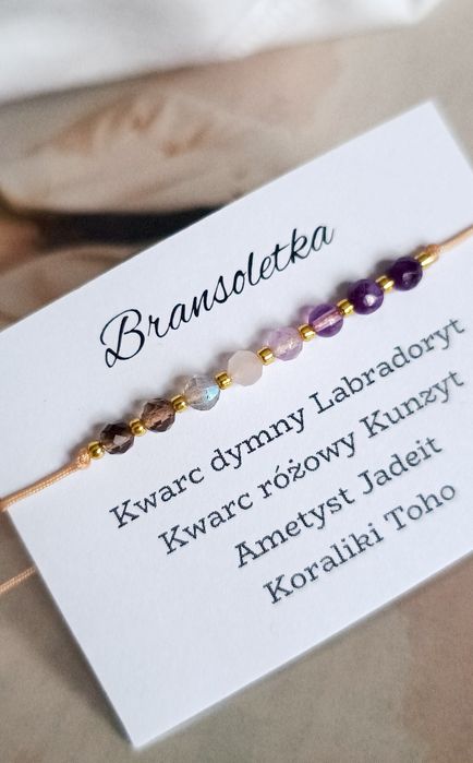Bransoletka kamienie naturalne ametyst labradoryt jadeit