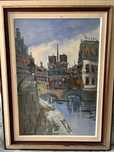 Paryż. Duży obraz olejny na płótnie: 61,5 x 82 cm.