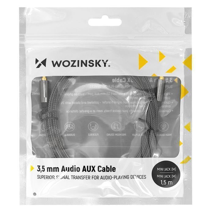 Kabel Mini Jack 3,5 mm Wozinsky AUX 1,5m Czarny