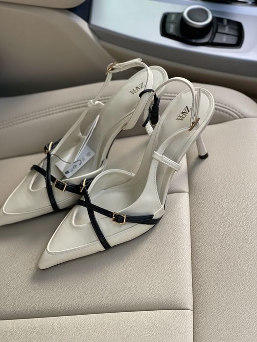 Найпопулярніша модель Zara, білі туфлі з ремінцями,  36, 37, 38, 39р