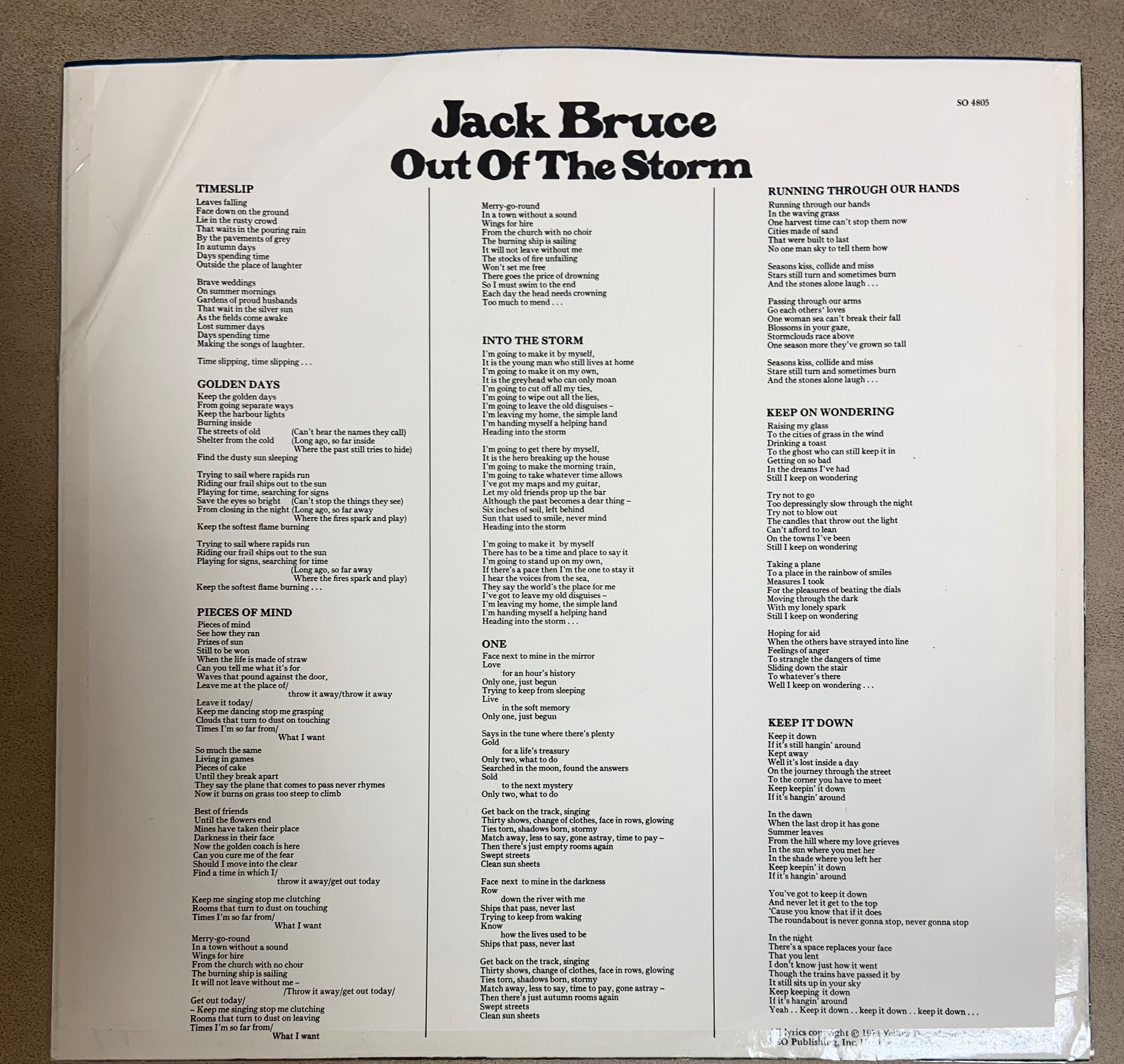 Вінілова платівка Jack Bruce – Out of the Storm 1974 USA