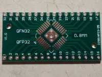 Двусторонний адаптер конвертер QFN32, QFP32 - DIP32 (0,8мм и 0,65мм)