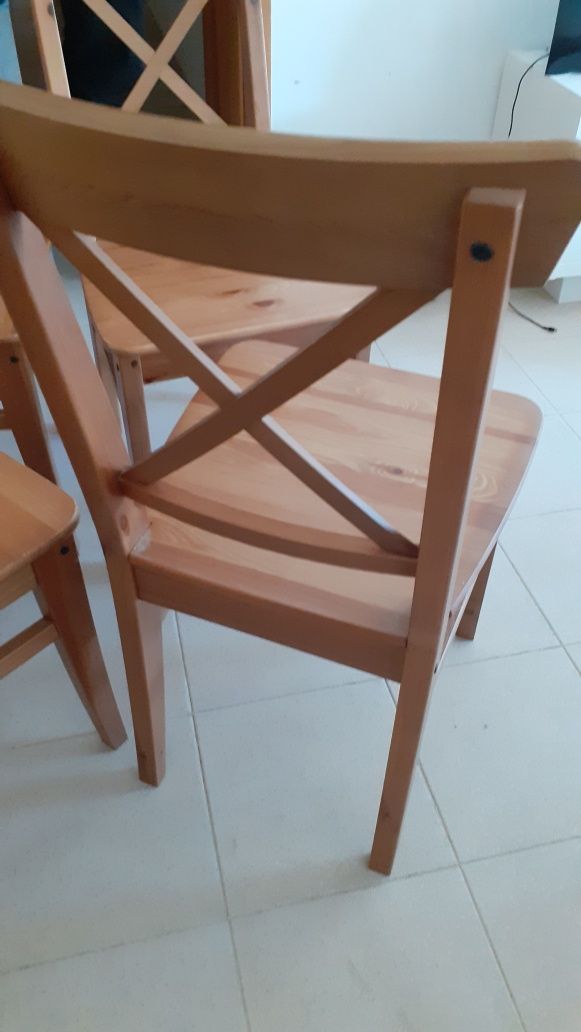 4 cadeiras madeira massiça pinho Ingolf ikea