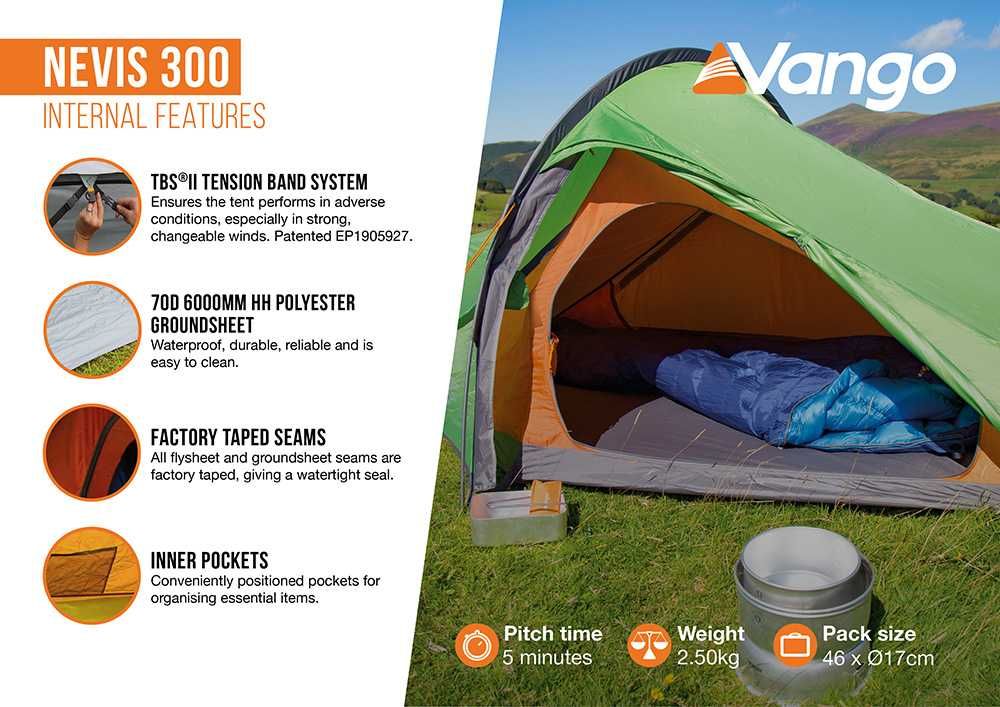lekki wyprawowy namiot trzyosobowy - Vango NEVIS 300