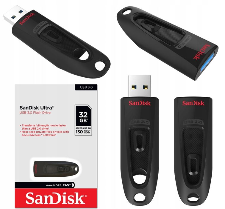 Pendrive SanDisk Ultra USB 32 GB USB 3.0 czarny NOWY