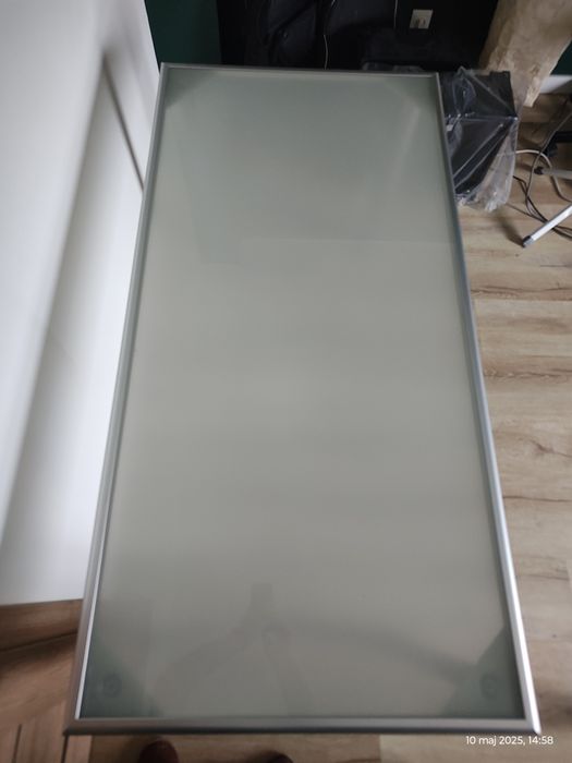 Stół szklany aluminium Ikea 157x78