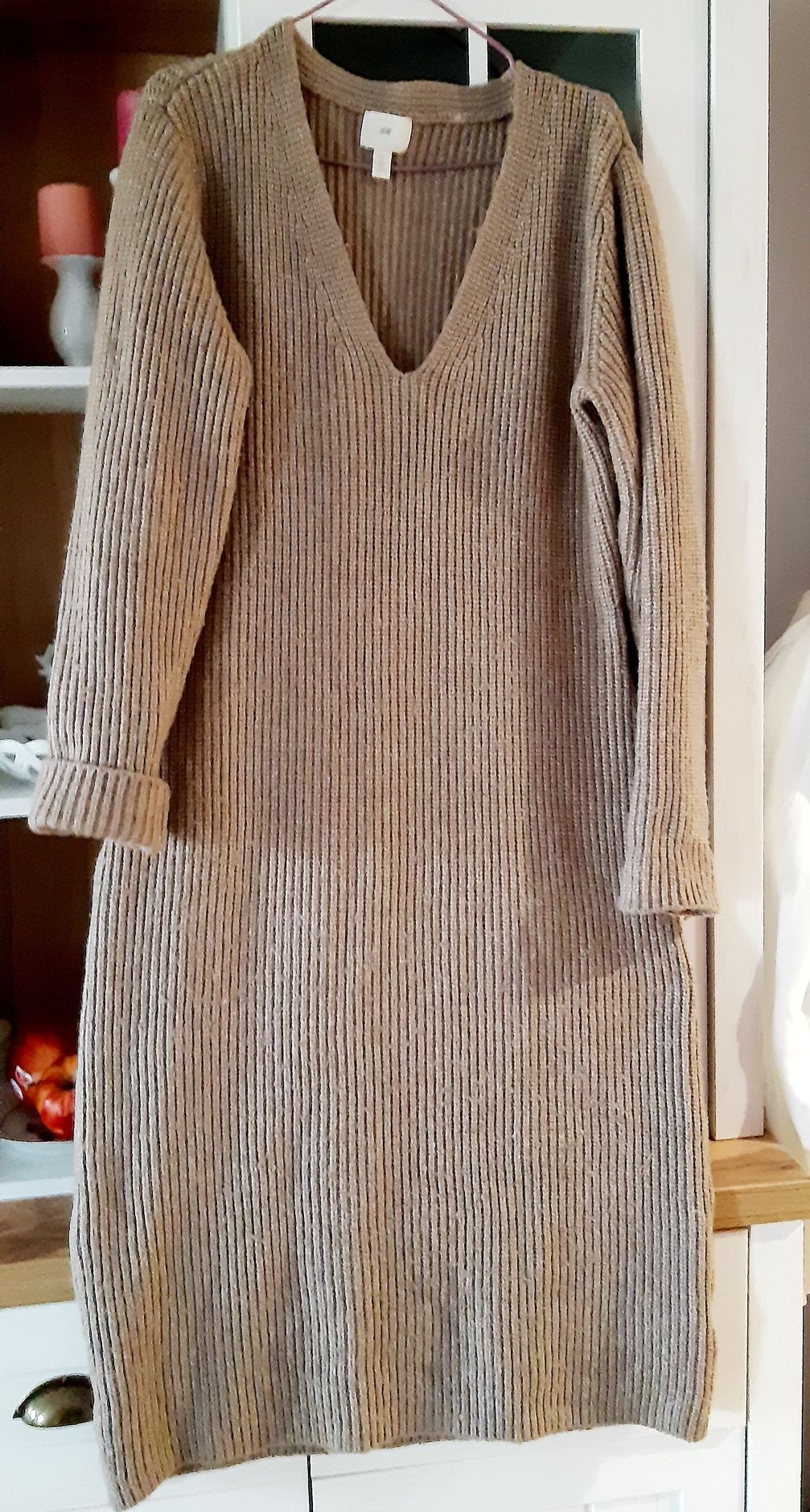 Sukienka sweterkowa prążek midi H&M roz.40-38