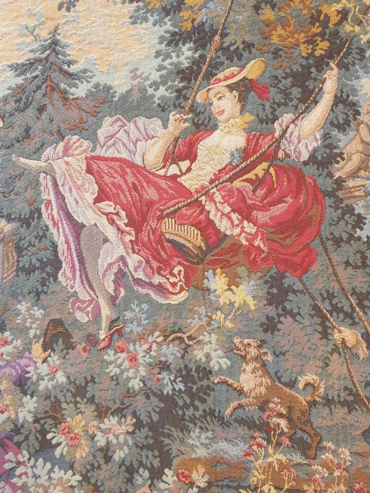 Fantástica tapeçaria francesa "Genre Gobelin"