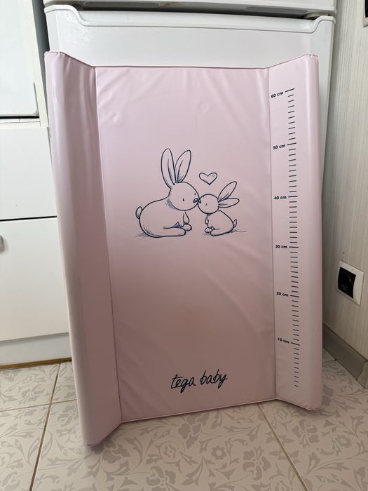 Пеленальна дошка 50х70 см на ліжко 120х60 см Tega Baby Кролики Рожевий