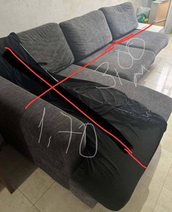 Sofá 3m de comprimento e 1,70 largura com divisão