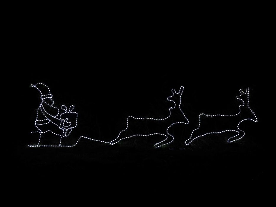 Mikołaj na saniach z 2 Reniferami OZDOBA ŚWIĄTECZNA LED 2D