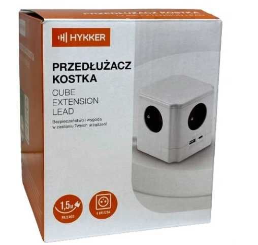 Przedłużacz kostka listwa zasilająca Hykker 4 gniazda 1,5 m biały