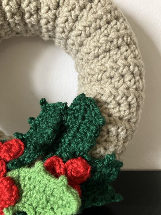 Wianek Boże Narodzenie na szydełku dekoracja na stół ścianę drzwi