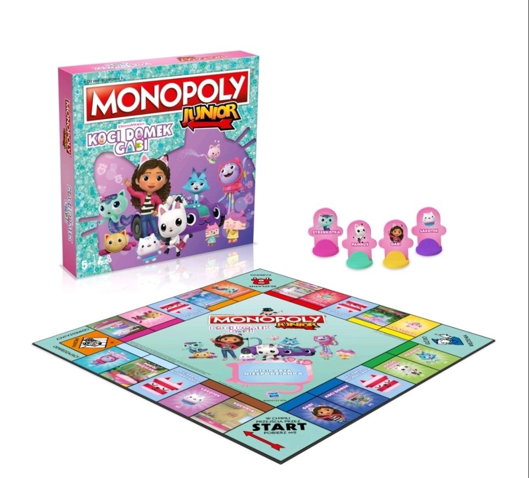 Gabbys Dollhouse zestaw:lalka większa,lalka mała,gry Monopoly i zestaw