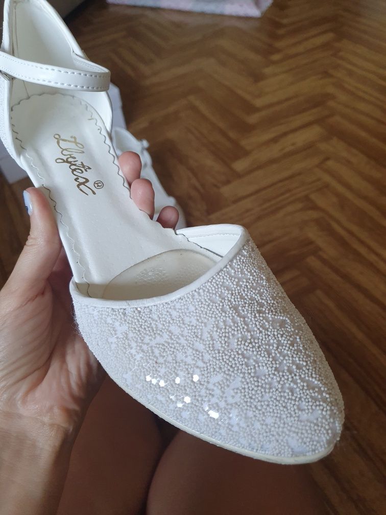 Buty białe ślub wesele ZBYTEX rozmiar 38 na pasku