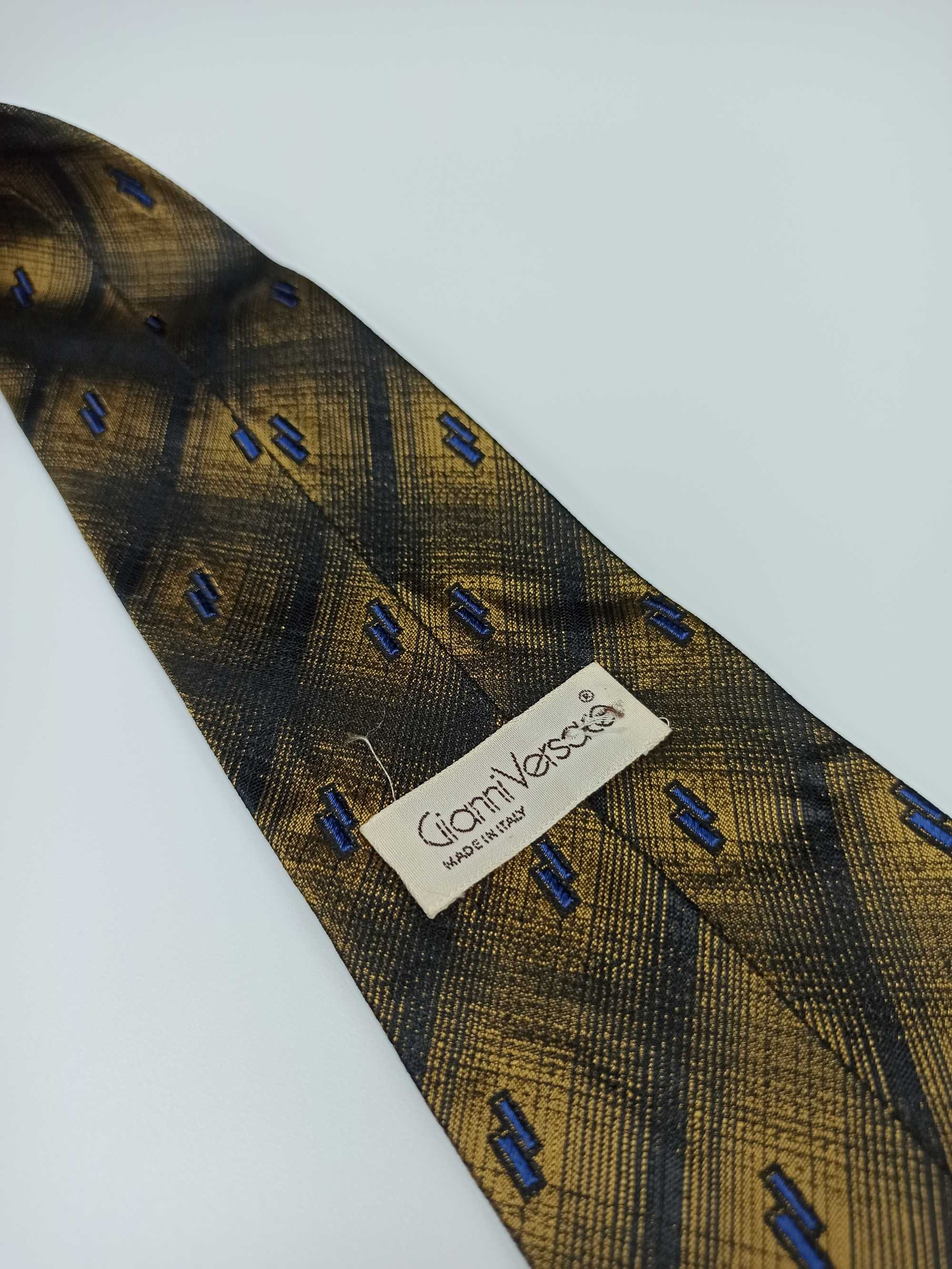 Gianni Versace złoty żółty jedwabny krawat q17