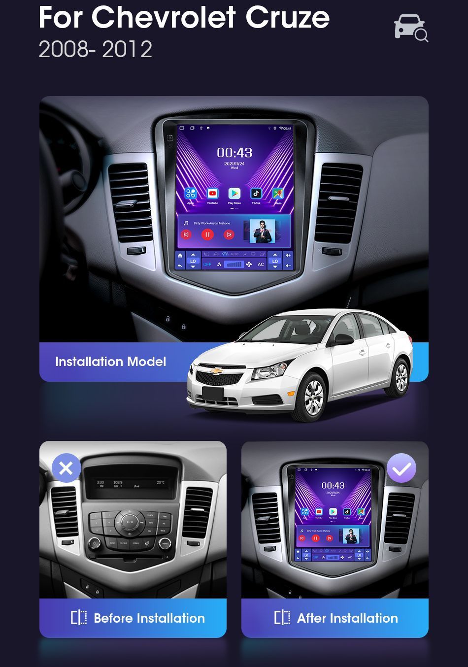 Radio nawigacja Chevrolet Cruze j300  Tesla ANDROID2008  2012