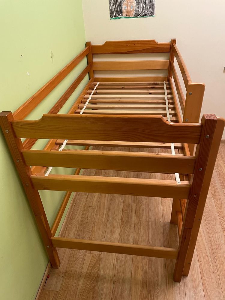 Drewniane solidne Łóżko/łóżeczko dziecięce 160x80 antresola drabinka