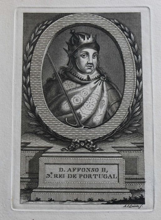 D. Afonso II, 3º Rei de Portugal gravura cc 1806 António José Quinto