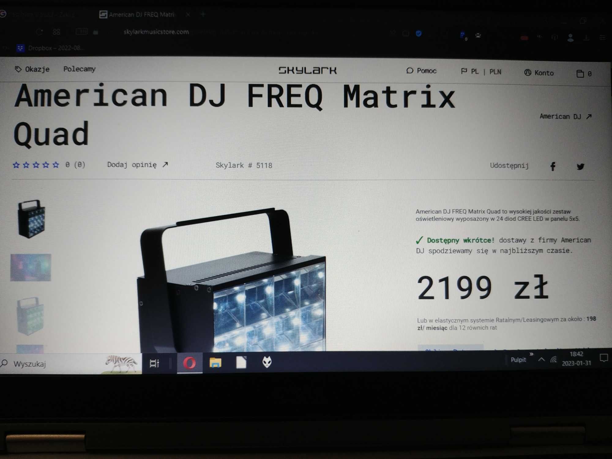 Oświetlacz Efekt led ADJ Freq Matrix Quad