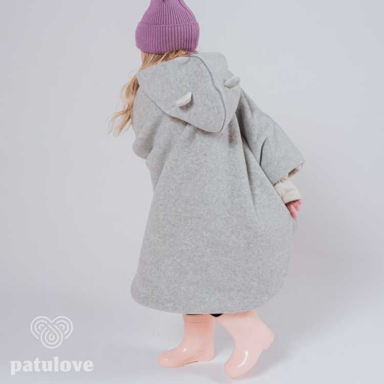 Nowe ponczo PATULOVE Bear Grey New 2024/2025 +MITENKI r.M 2-6lat