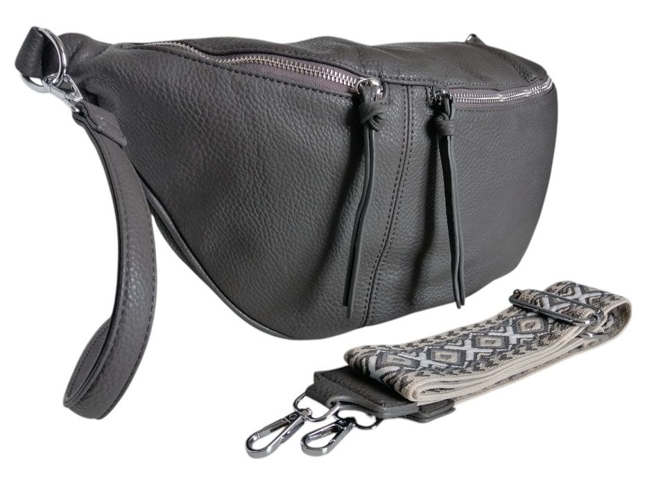 Nerka Damska Torebka Saszetka Listonoszka Ramię Torba Duża  Szary