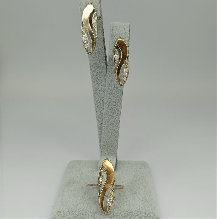 Серебряный набор серьги и кольцо 925 пробы