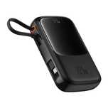 powerbank qpow pro+ 10000mah z kablem usb-c i wyświetlaczem - czarny