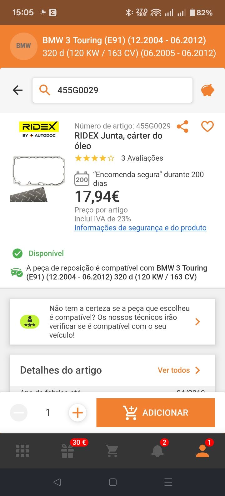 Junta do Carter do óleo BMW