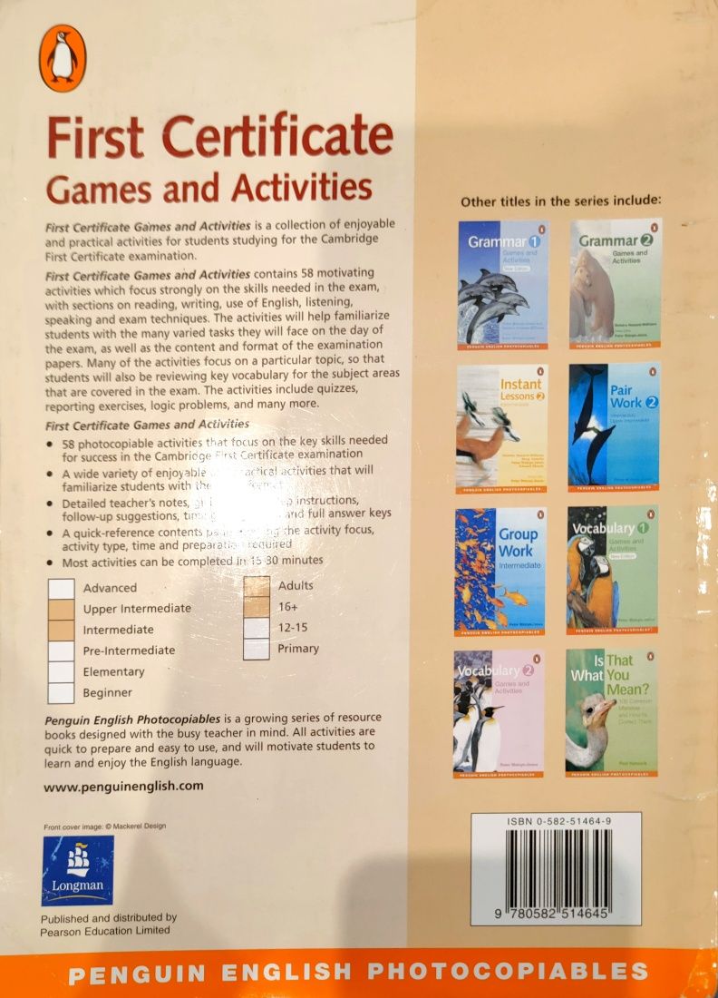 First Certificate games and activities Penguin English Photocopiables