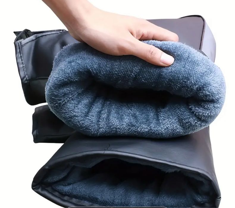 Довгі шкіряні зимові мото рукавиці муфти руля на хутрі