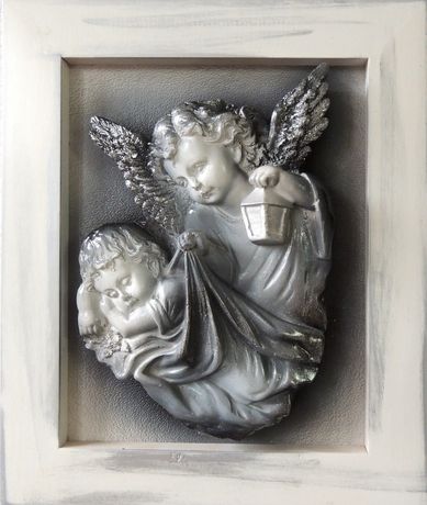 Obraz anioł stróż na prezent chrzciny komunia + DEDYKACJA pamiątka