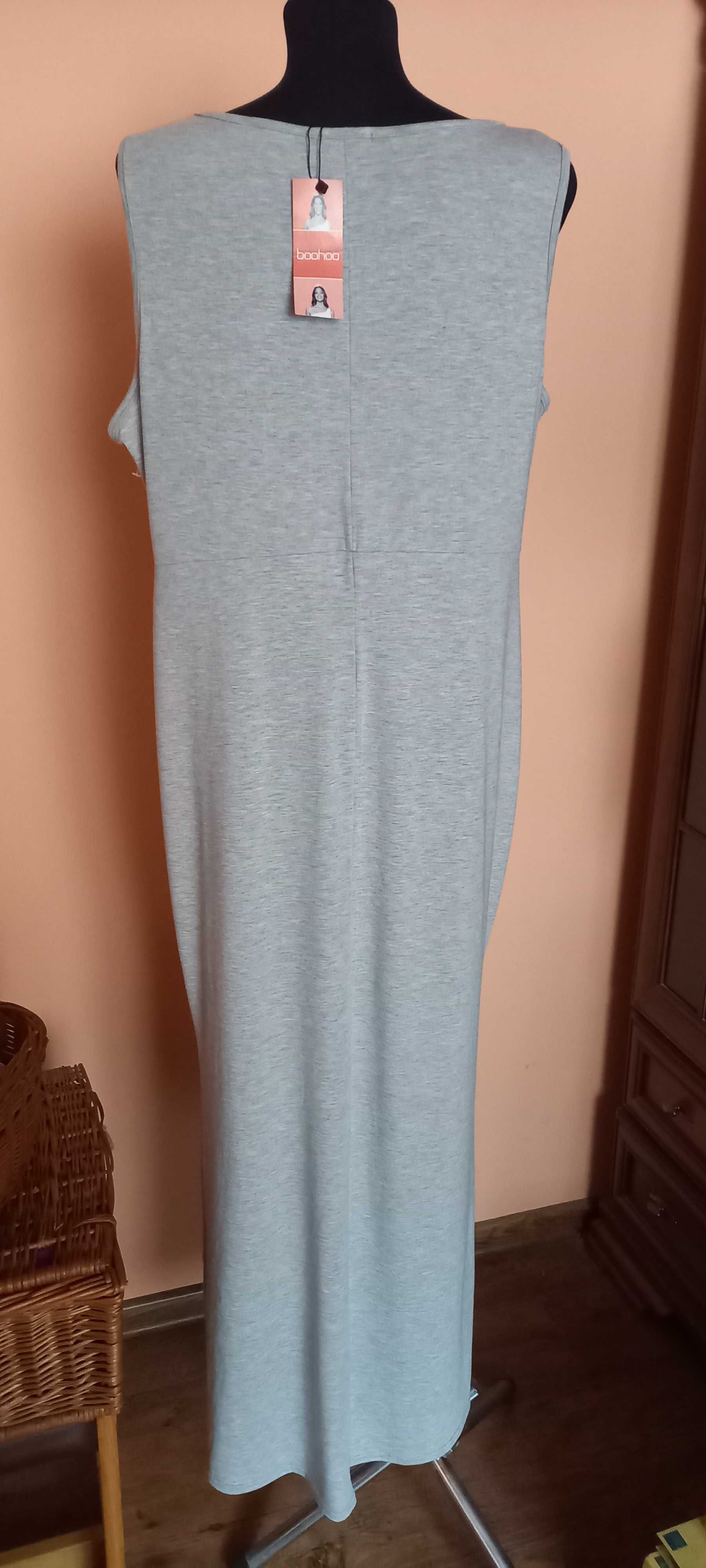 BOOHOO maxi suknia szara nowa r.46