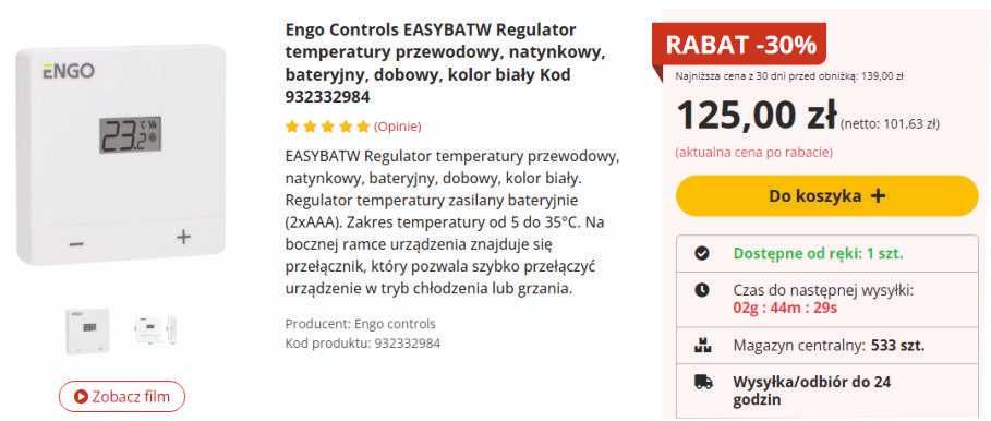 Termostat Engo Regulator-ogrzewanie podłogowe 7 sztuk