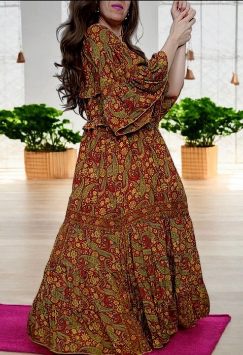 Kolorowa sukienka damska długa maxi indyjska  boho bohema gypsy hippie