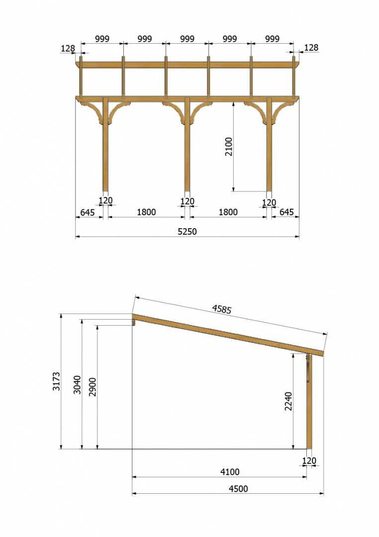 Zadaszenie tarasu, wiata, carport, garaż, konstrukcja 450 x 525 cm
