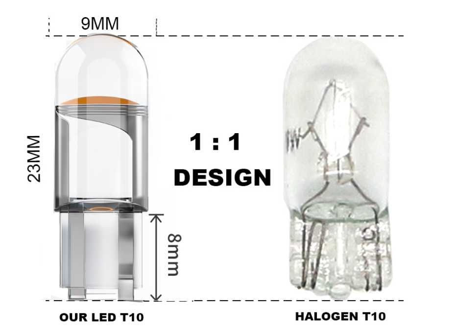 LED лампа светодиодная T10 W5W,12В,белая,оранжевая