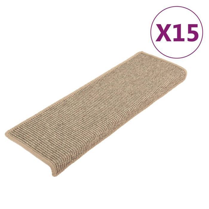 vidaXL Samoprzylepne nakładki na schody, 15szt., ciemny beż, 65x21x4cm