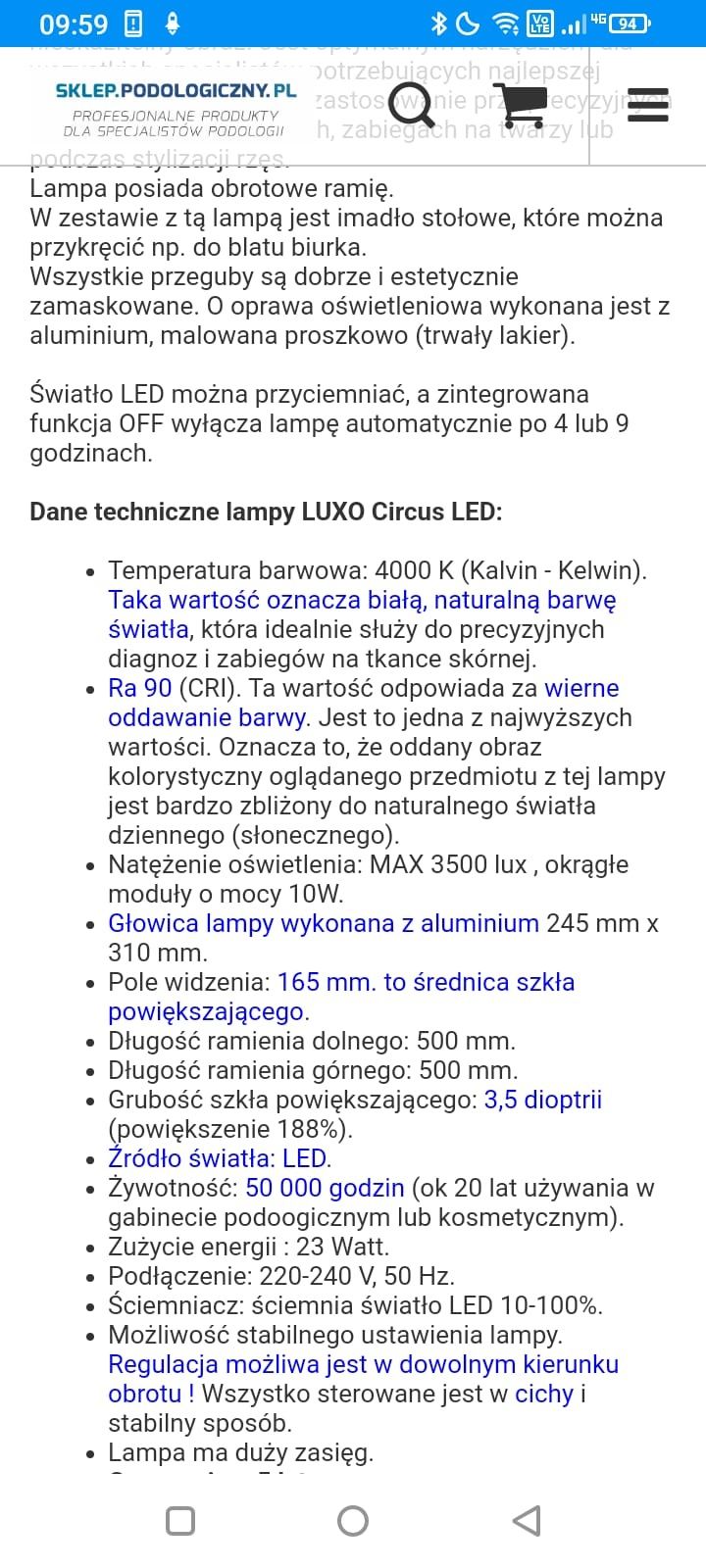 Lampa z lupą luxo Circus led