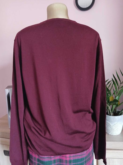 Joop elegancki Sweter r.XL 100% schurwolle,bordowy·