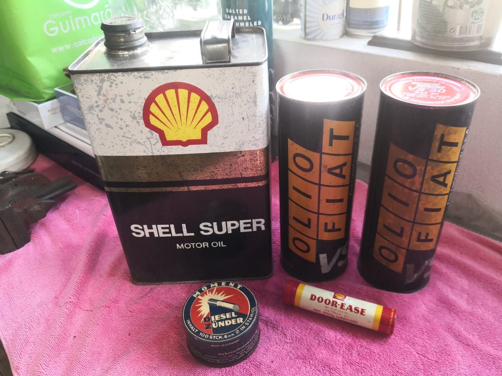 Latas Automobilia vintage shell olio fiat etc